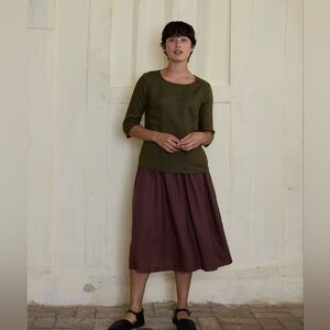 PYNE & SMITH Blouse No. 12 Everyday Linen Top S Denim Blue